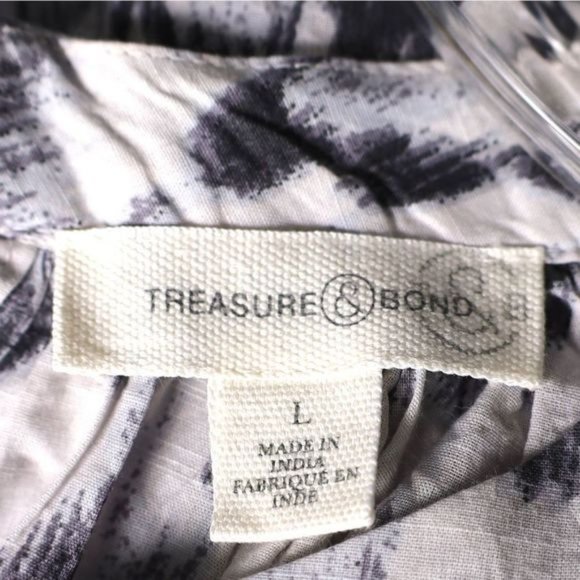 Treasure & Bond shirred neck Cotton top grey cloud camouflage size L NWT - Picture 7 of 8